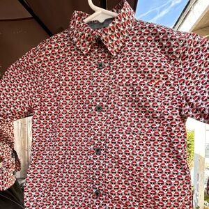 CHRISTMAS SANTA PRINT Stylish Red Santa Patterned boys Shirt 3T